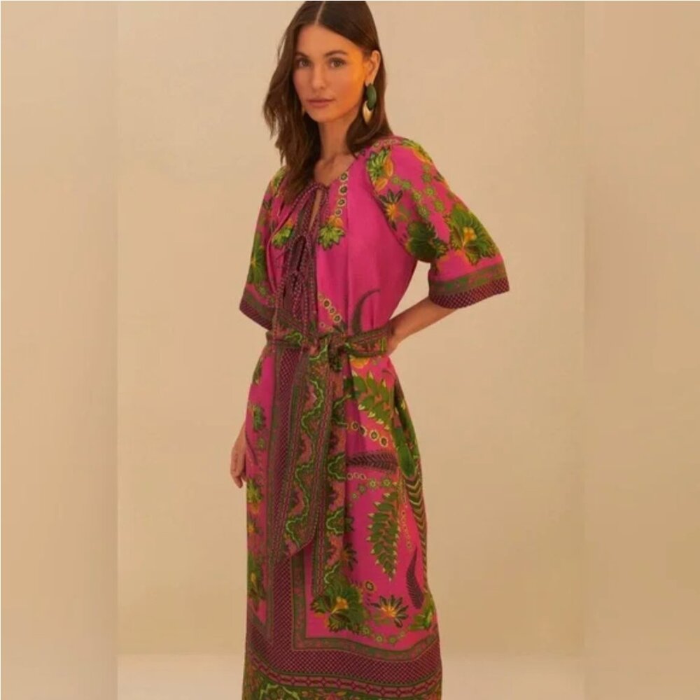FARM RIO Ana Tapestry Pink Maxi Dress